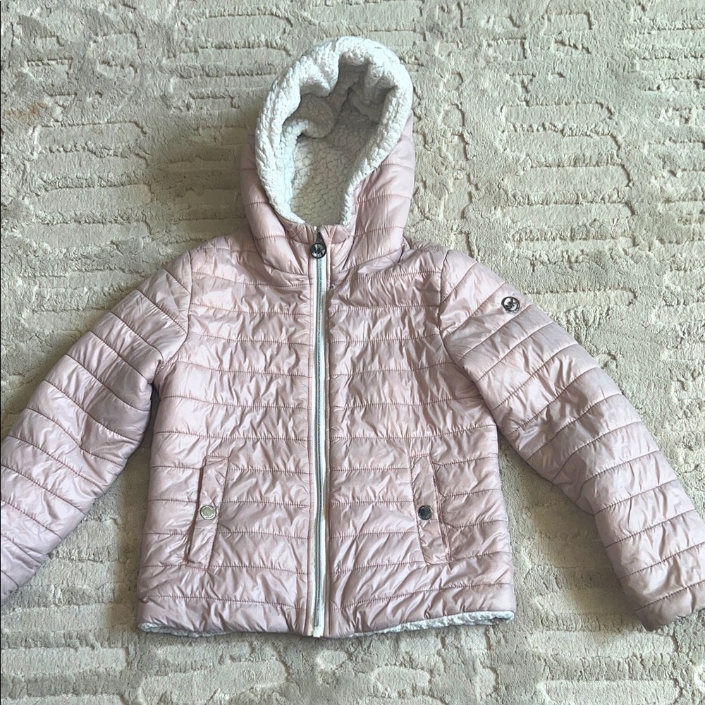 Michael Kors Light Pink Puffer Jacket with Hood